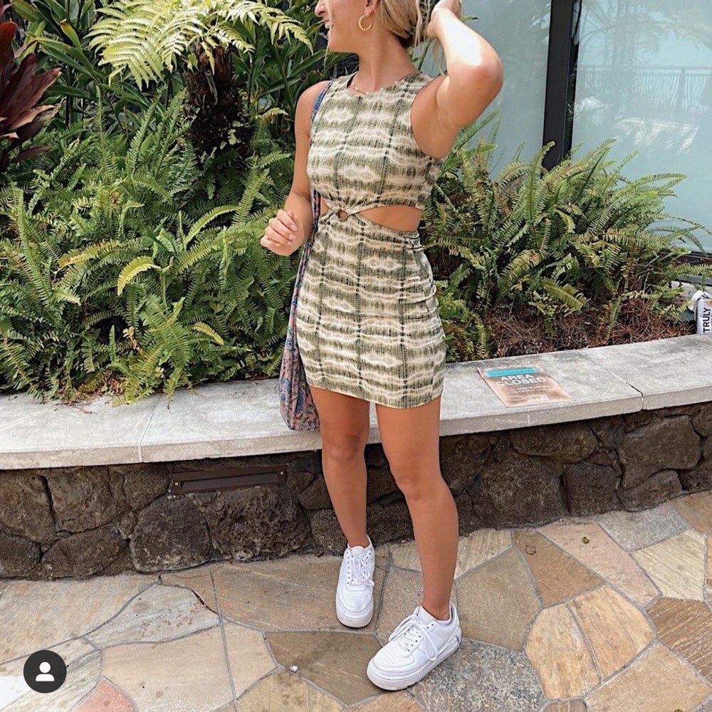 Grey Bandit tie dye green mini dress